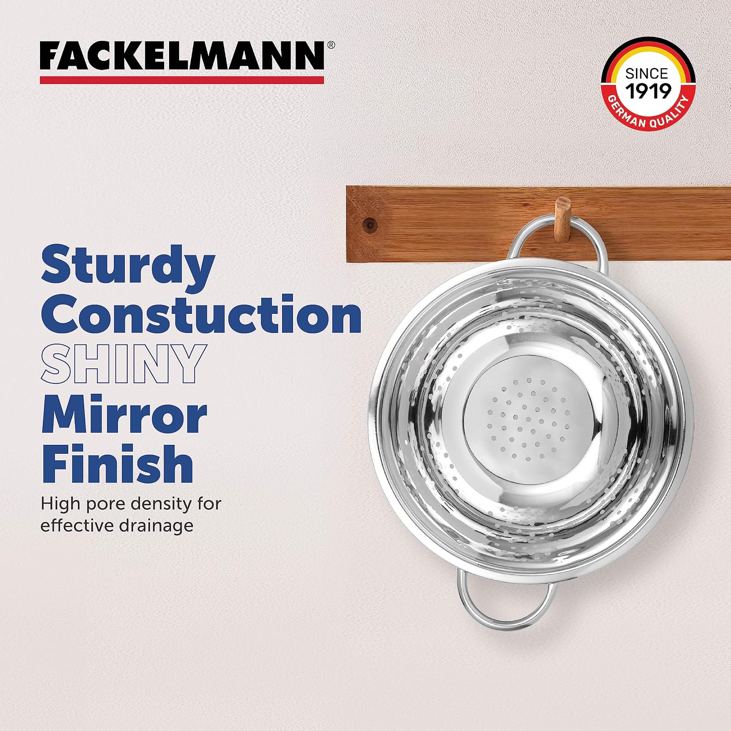 Thumbnail 2 de Fackelmann Abseihschüssel – Edelstahl-Nudelsieb mit Grifﬁen, 30 × 10 × 24 cm