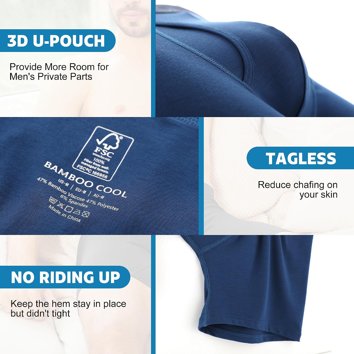 Thumbnail 2 de BAMBOO COOL Ultra Soft Men's Boxer Briefs, Bamboo Fabric, 4-Way Stretch