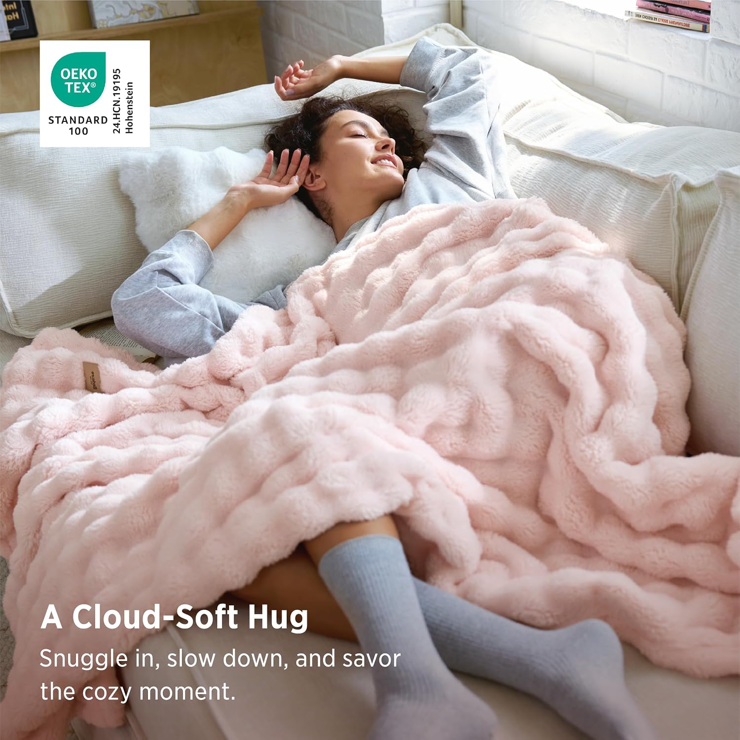 Detalle de Bedsure 3D Bubble Throw Blanket, Crystal Pink, 50" x 60