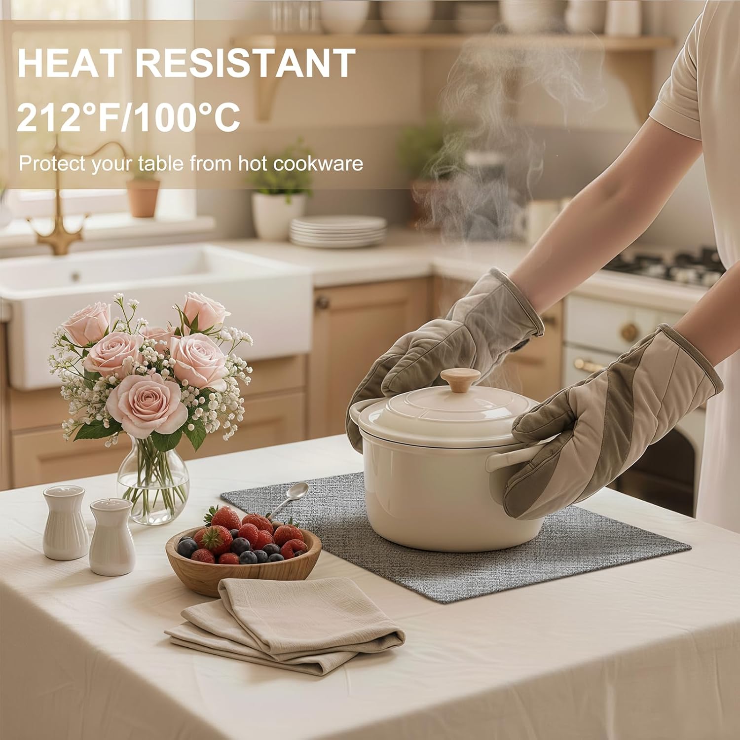 Thumbnail 2 de homing Faux Leather Heat Resistant Placemats (6-Pack) — Waterproof, Wipeable Dining Place Mats in Light Grey