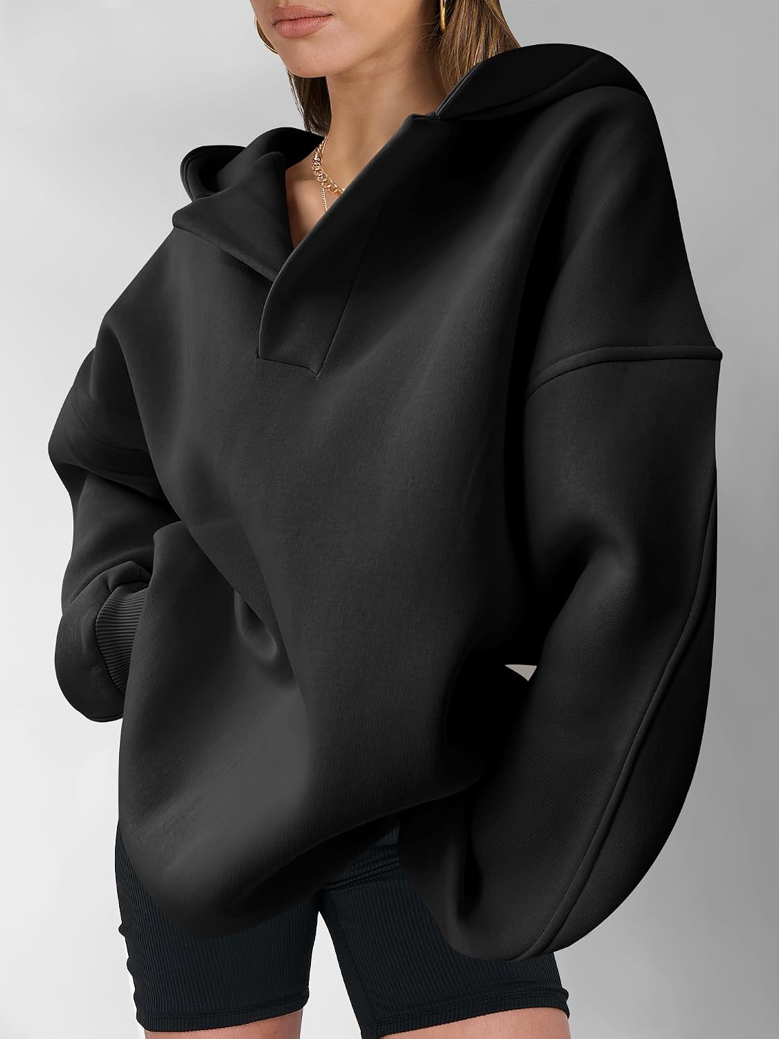 Detalle 2 de ANRABESS Womens Oversized V-Neck Hoodie 2025