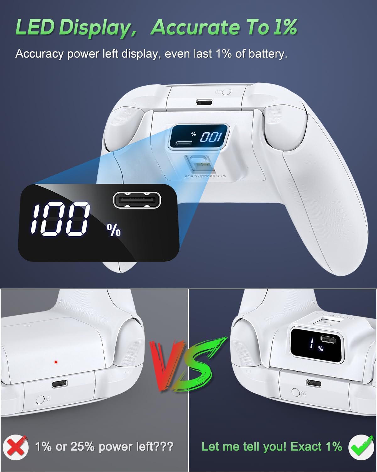 Thumbnail 1 de [LED Display] YUANHOT Rechargeable Battery Pack for Xbox Controllers – 2 Pack, 5520mWh, Fast Charging