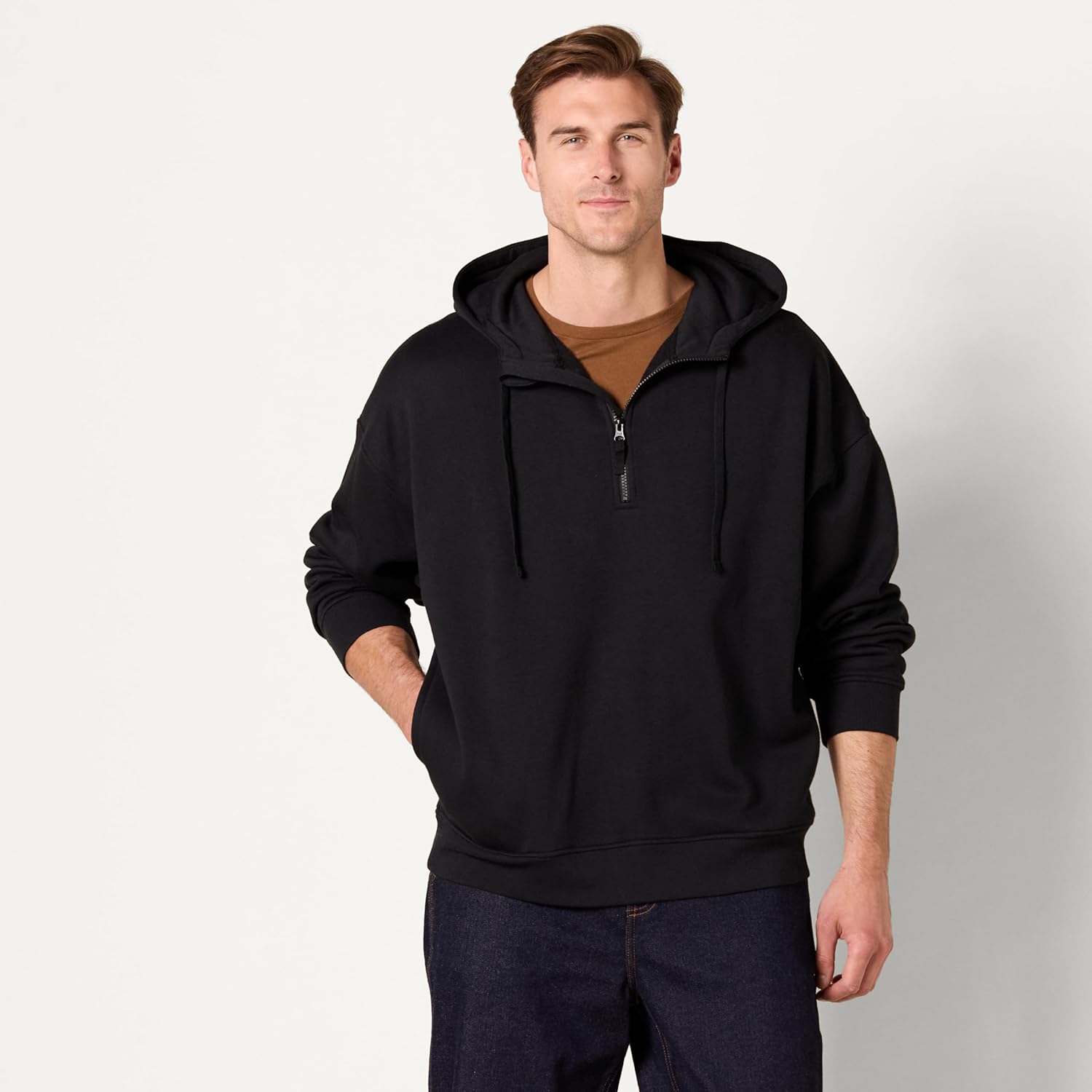 Thumbnail 5 de Amazon Essentials Herren Oversize-Kapuzensweatshirt mit Viertel-Reißverschluss