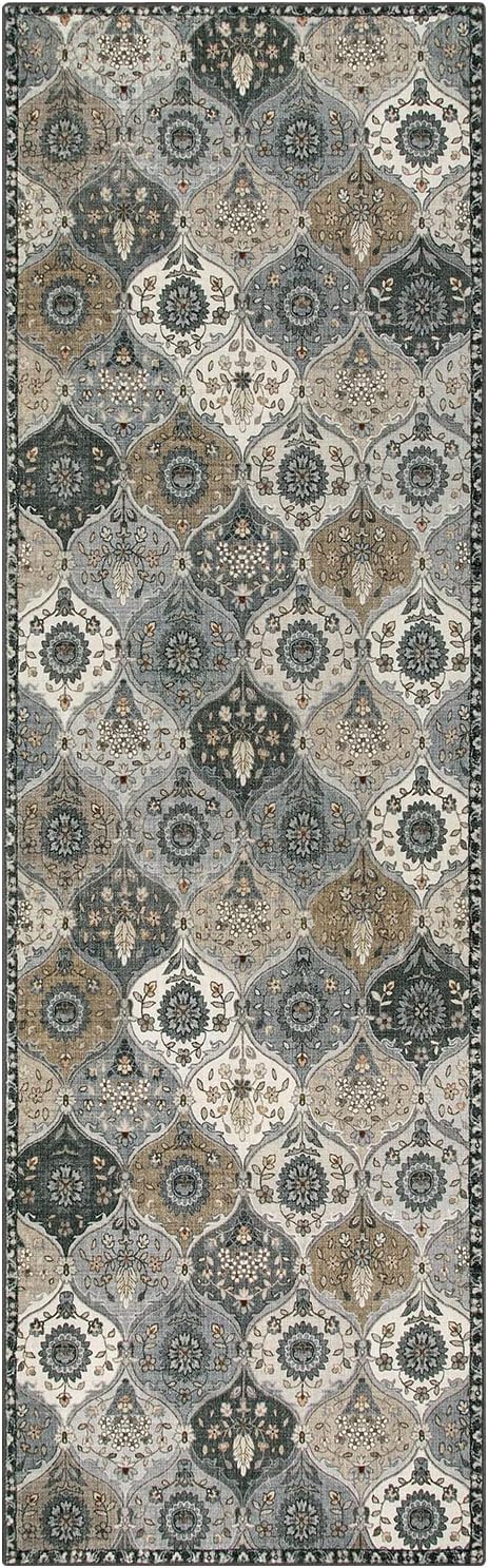 Thumbnail 5 de Lahome Moroccan Kitchen Runner Rug (Elise) — 2'5''x8' ultra-thin washable non-slip hallway carpet in grey