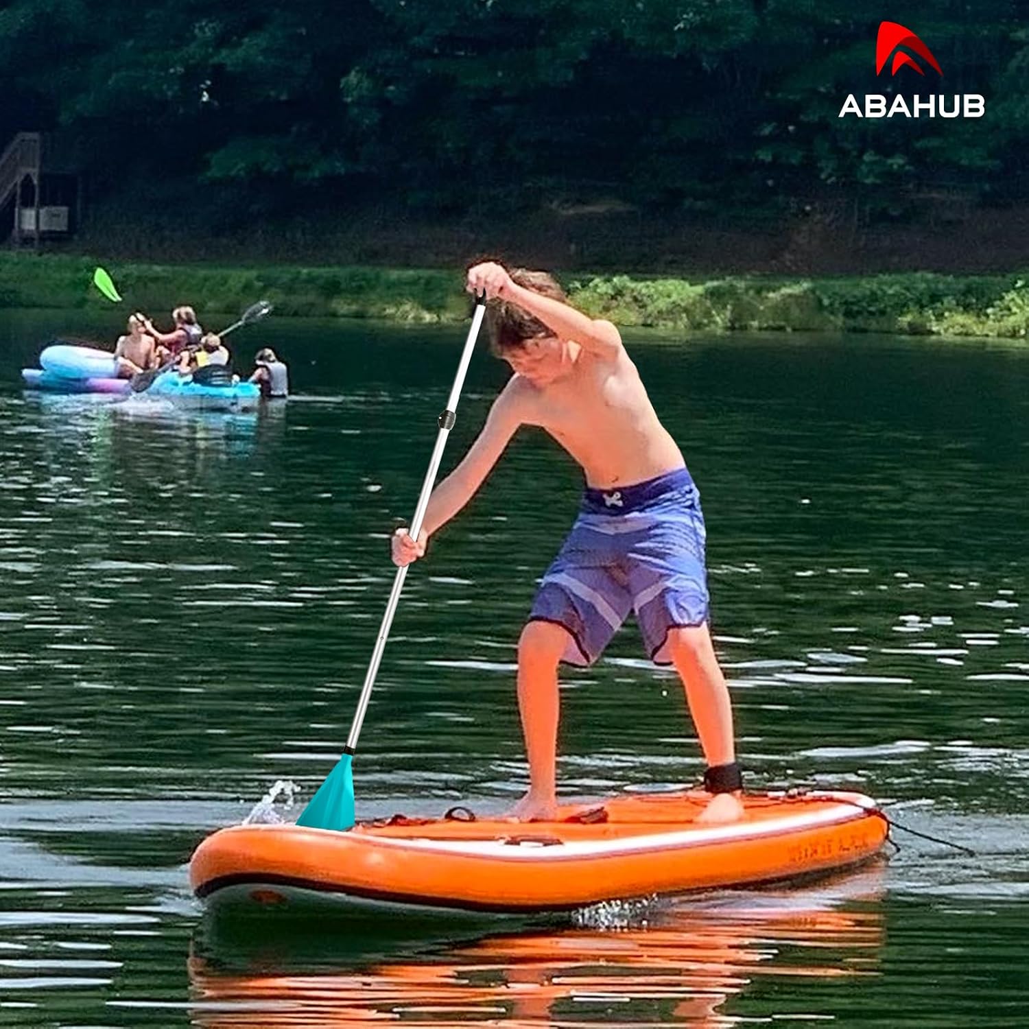 Thumbnail 6 de Abahub justerbar SUP-paddel för barn, 140–178 cm, aluminium, grå/turkos