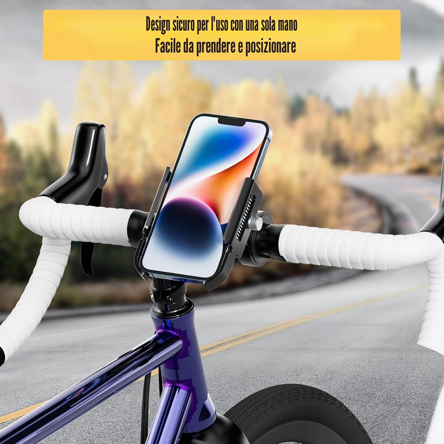 Thumbnail 6 de DN DENNOV Porta Cellulare Bici: supporto in alluminio con rotazione a 360° e fissaggio universale 60–100 mm