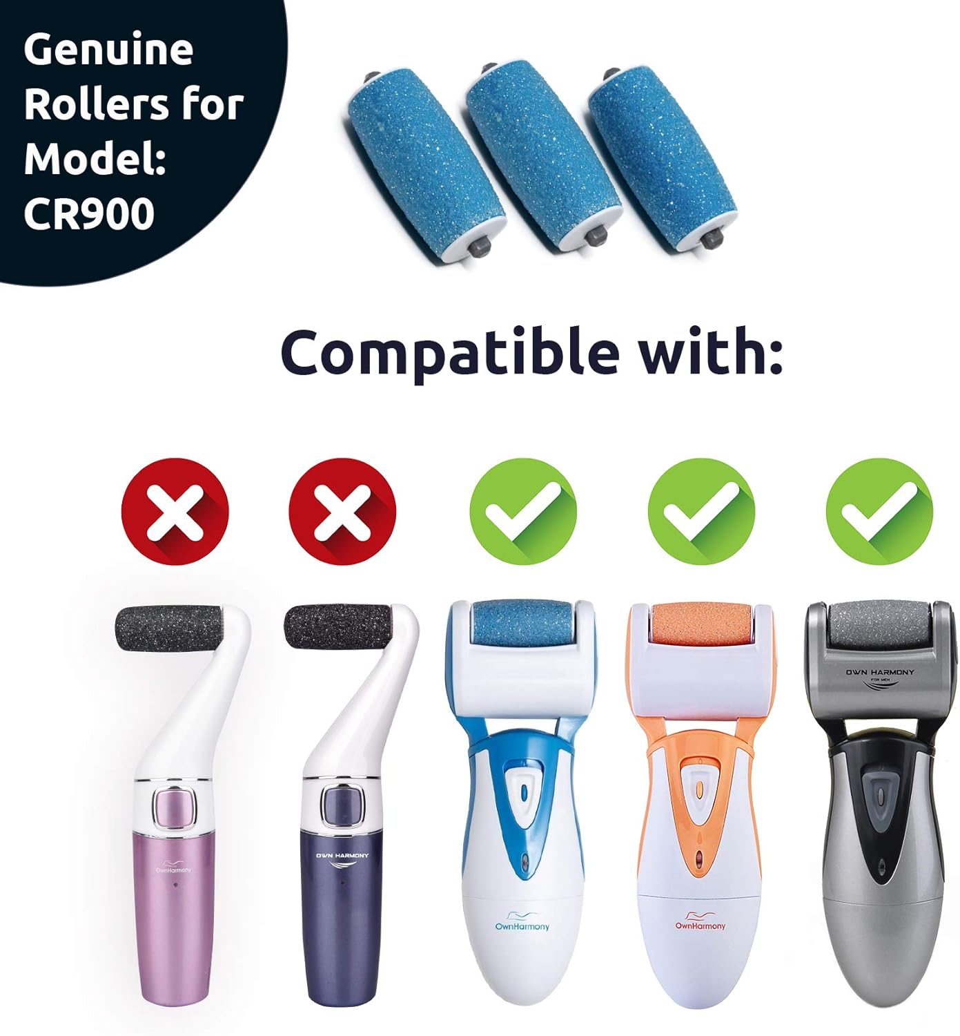 Detalle de Recharge 3 Rouleaux Exfoliants Own Harmony pour Râpe Anti-Callosités CR900 – Pack Bleu