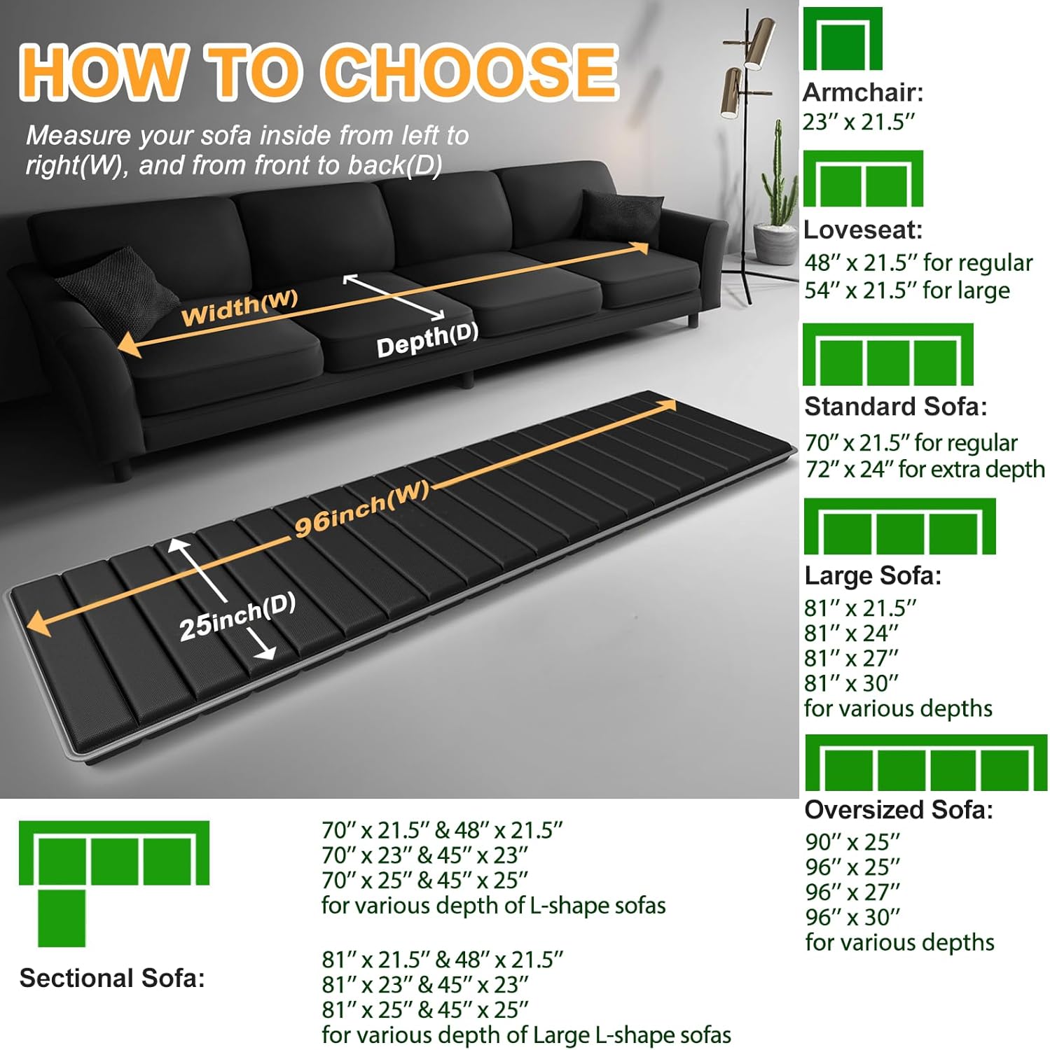 Thumbnail 4 de LAVEVE Heavy Duty Couch Cushion Support Board (25'' x 96'') – Solid Wood Under Couch Insert with Anti-Slip Dots