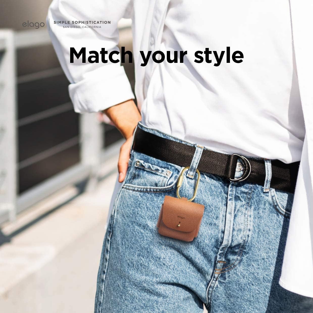 Thumbnail 6 de elago Coque en cuir avec mousqueton pour AirPods 3 – Étui en cuir de vachette naturel (brun)