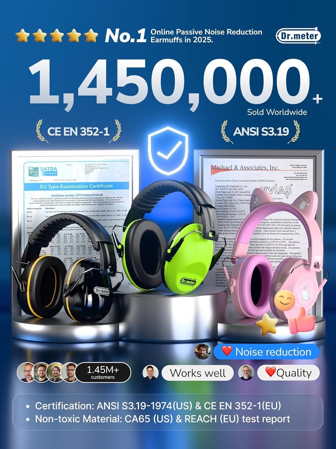 Detalle de Dr.meter Ear Defenders SNR 31dB