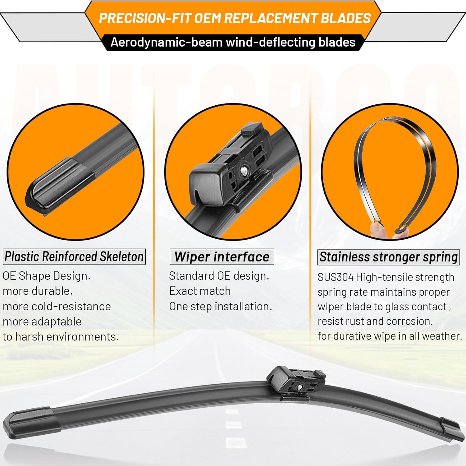 Thumbnail 3 de AUTOBOO 24" + 19" Windshield Wiper Blades Replacement for 2022–2024 Honda Civic Hatchback (Pack of 3)