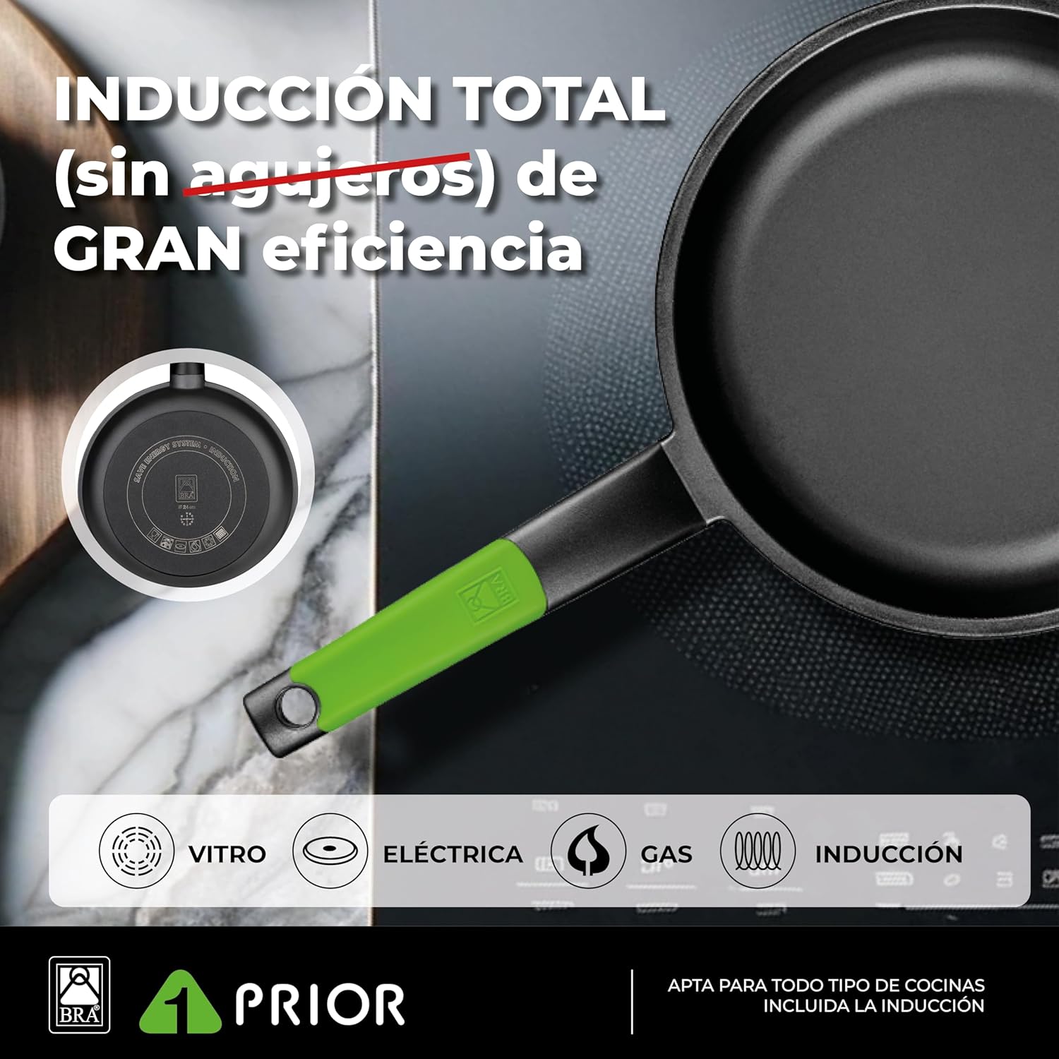 Thumbnail 2 de BRA Prior Sartén, 20 cm, aluminio fundido con antiadherente, apto para todo tipo de cocinas incluida inducción