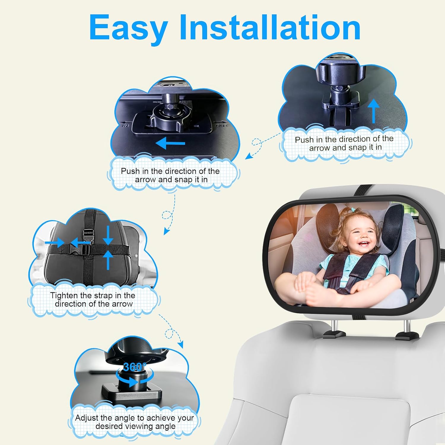 Thumbnail 4 de BOEYOS Baby Car Mirror 2-Pack, Wide View with 360° Rotation