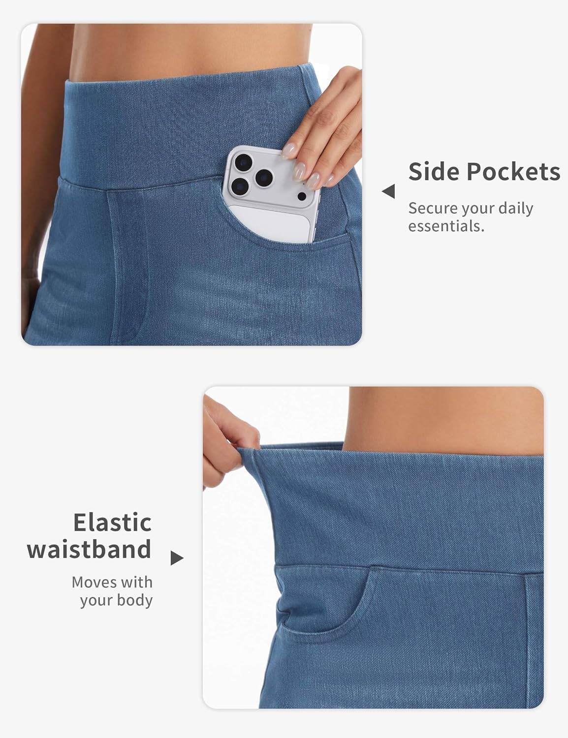 Thumbnail 4 de THE GYM PEOPLE Women's High-Waist Pencil Denim Skirt, Stretch Fit, Back Slit