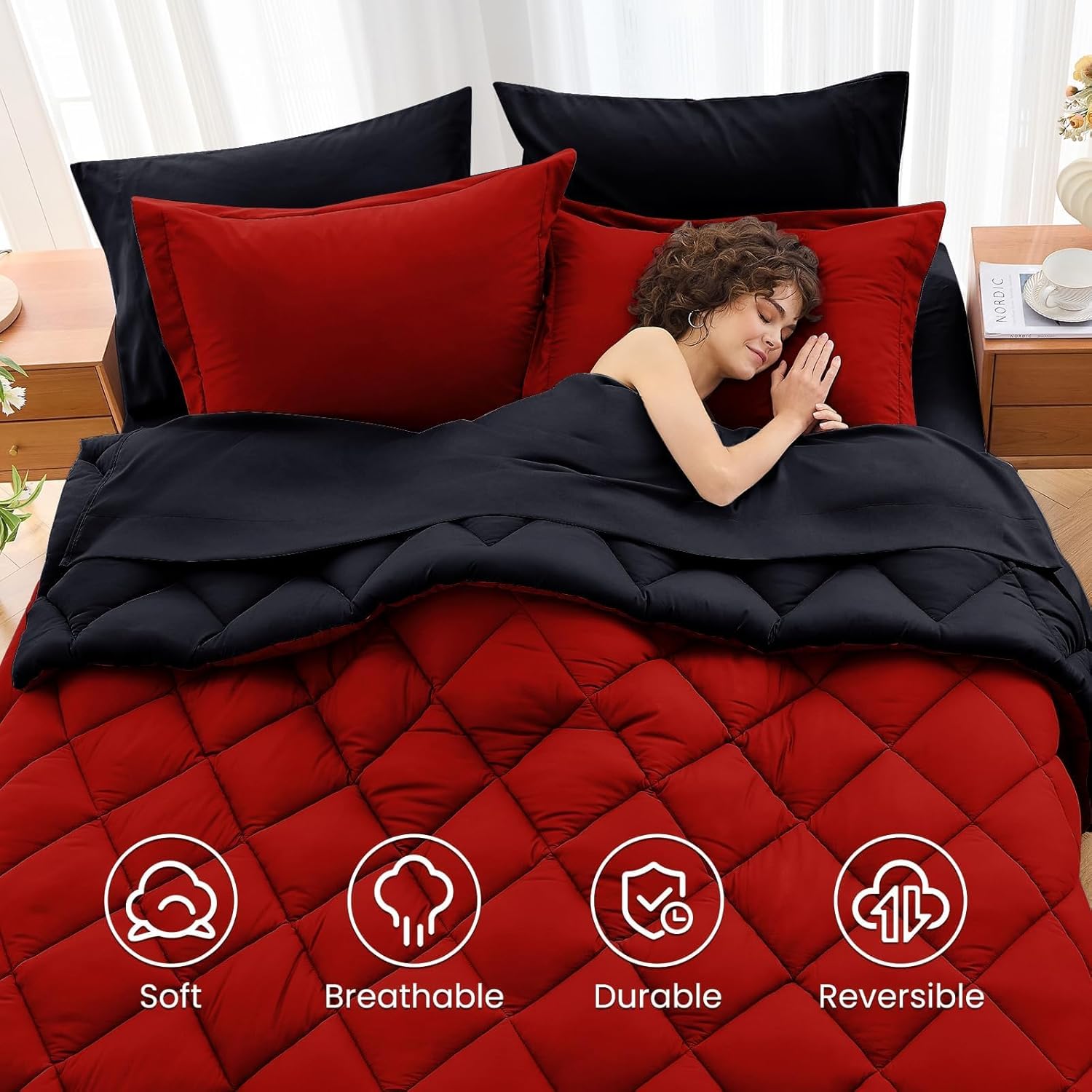Thumbnail 5 de MUXHOMO 7-Piece Queen Comforter Set, Reversible Bedding