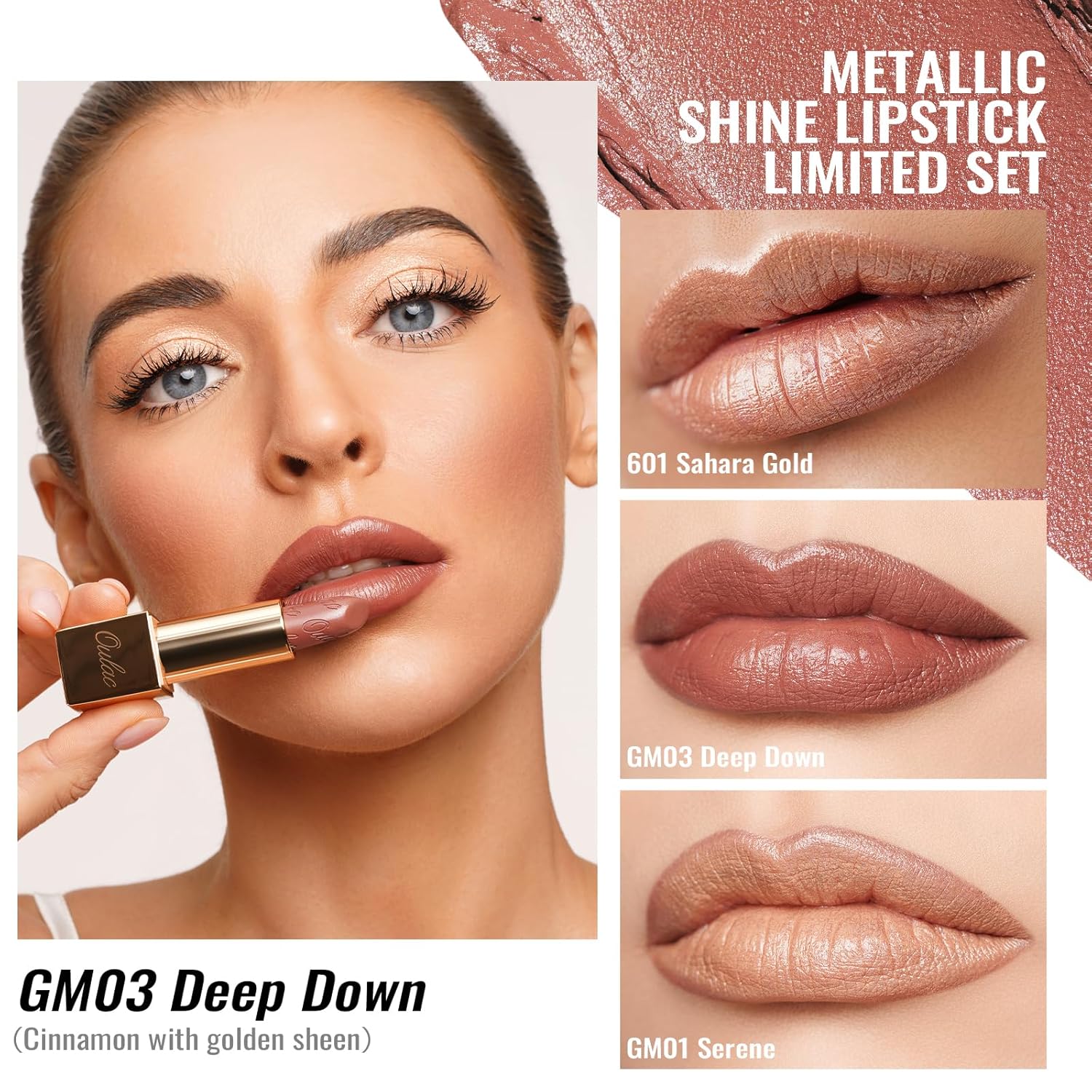 Thumbnail 2 de Oulac Nude Metallic-Glanz Lippenstift-Set (Mattes Metallic-Finish) – 2-teilig, vegan