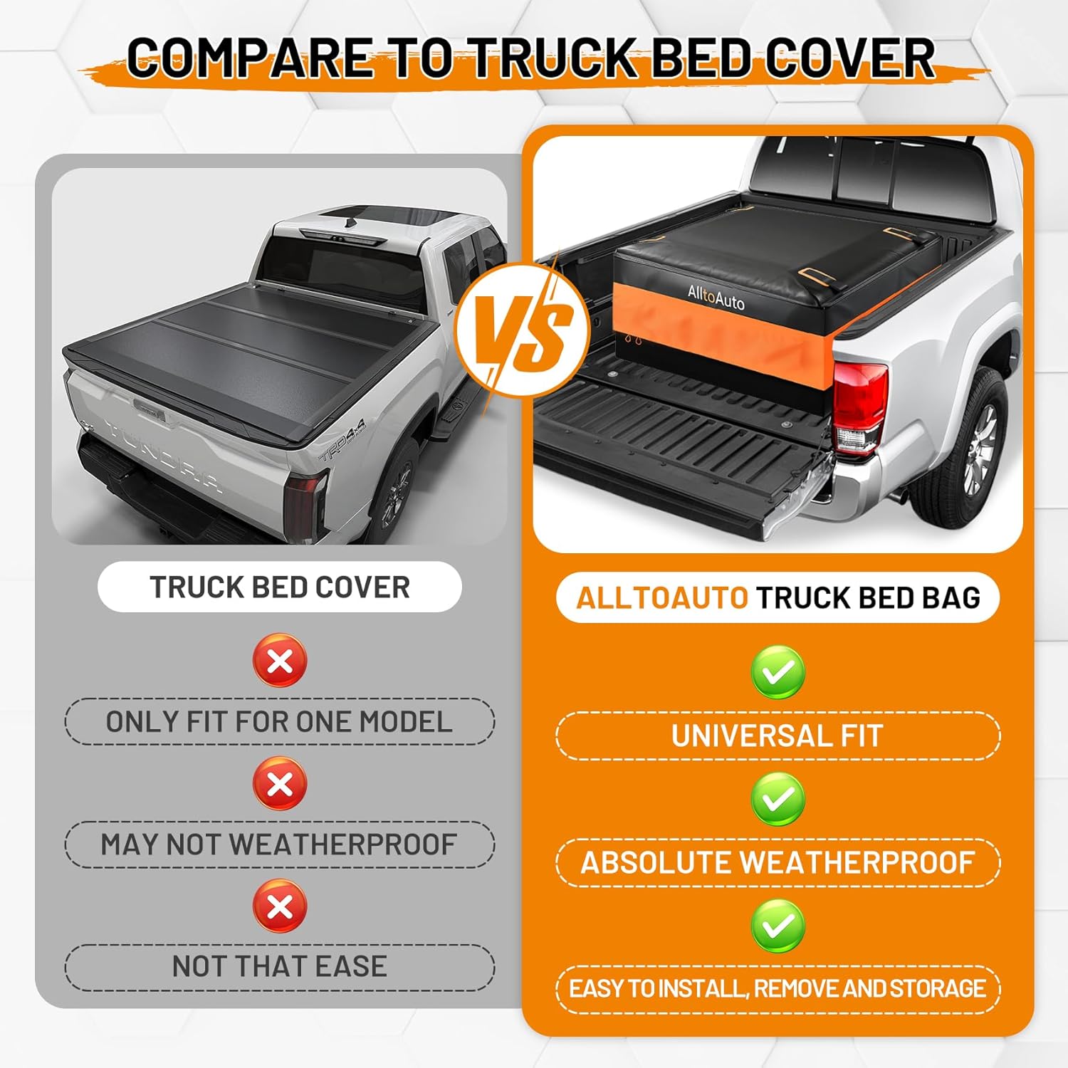 Thumbnail 6 de [All-in-One Bundle] 26 CuFt Waterproof Truck Bed Cargo Bag with Heavy-Duty Cargo Net (50"x40"x22")