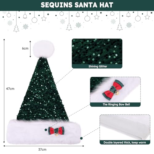 Detalle 2 de CITÉTOILE Bonnet de Noël adulte, velour, unisexe 🎄