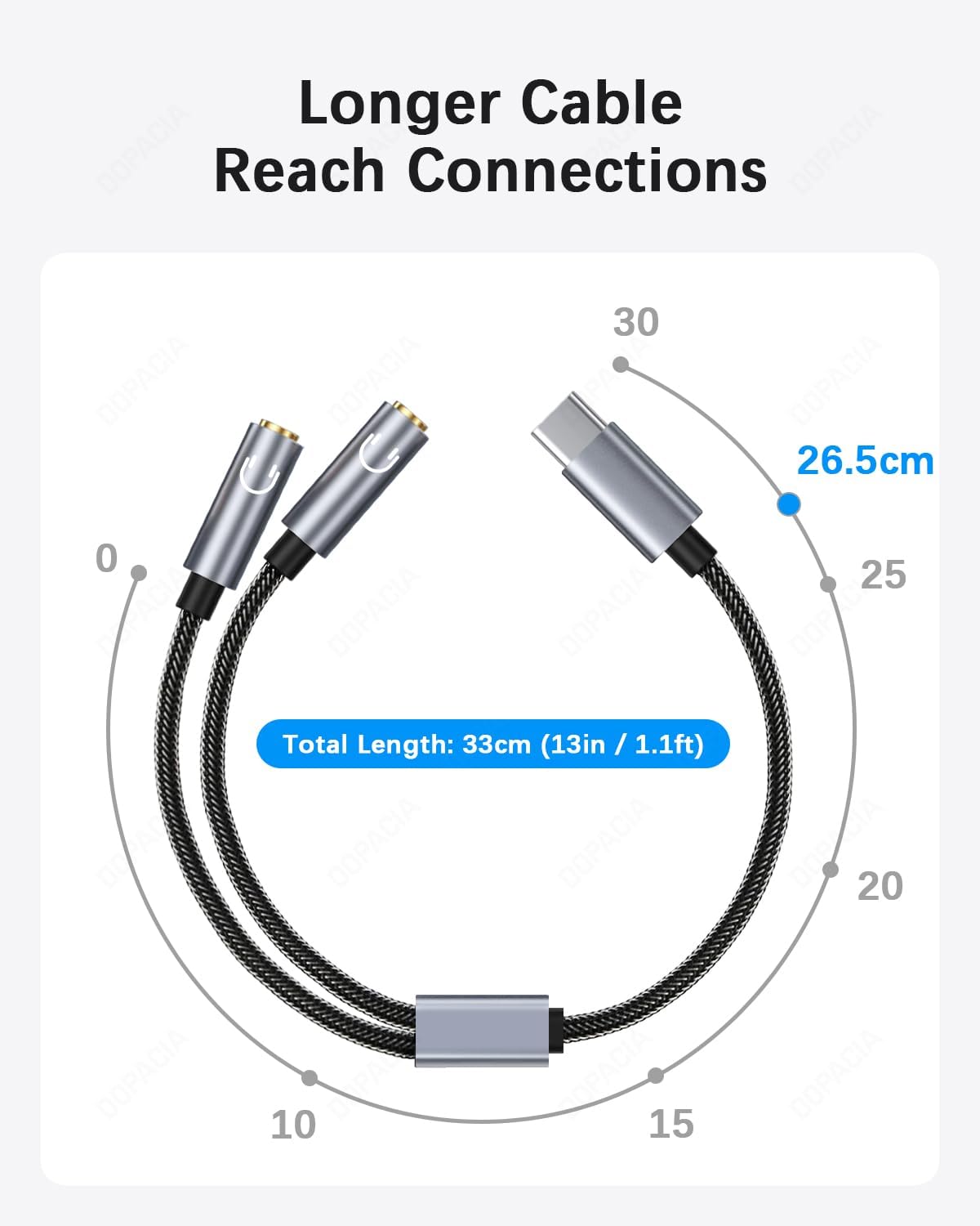 Thumbnail 6 de DOPACIA USB-C headphone splitter, 33 cm