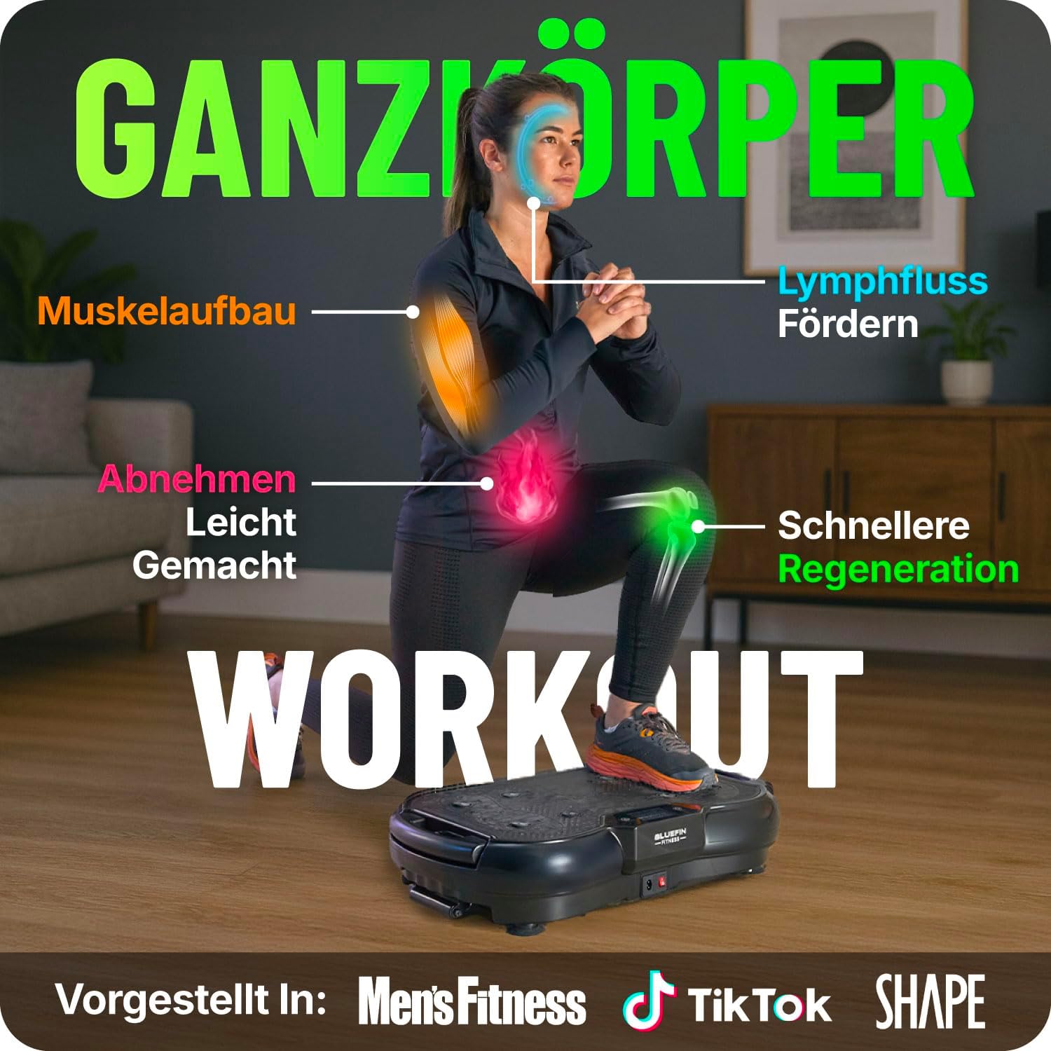 Thumbnail 1 de Bluefin Fitness Ultra Slim Power Vibrationsplatte – Ganzkörpertraining mit 5 Programmen und 180 Stufen