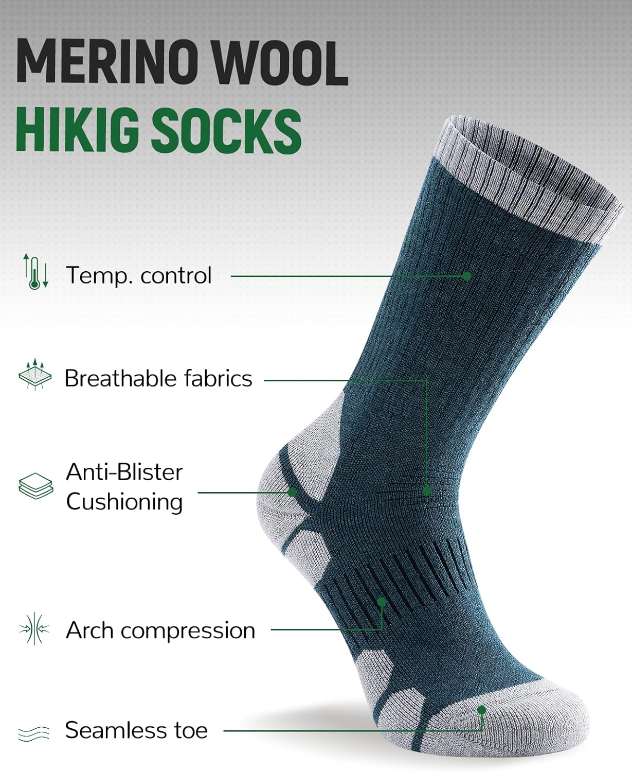 Detalle 2 de TANSTC Merino Thermal Socks 3 Pairs