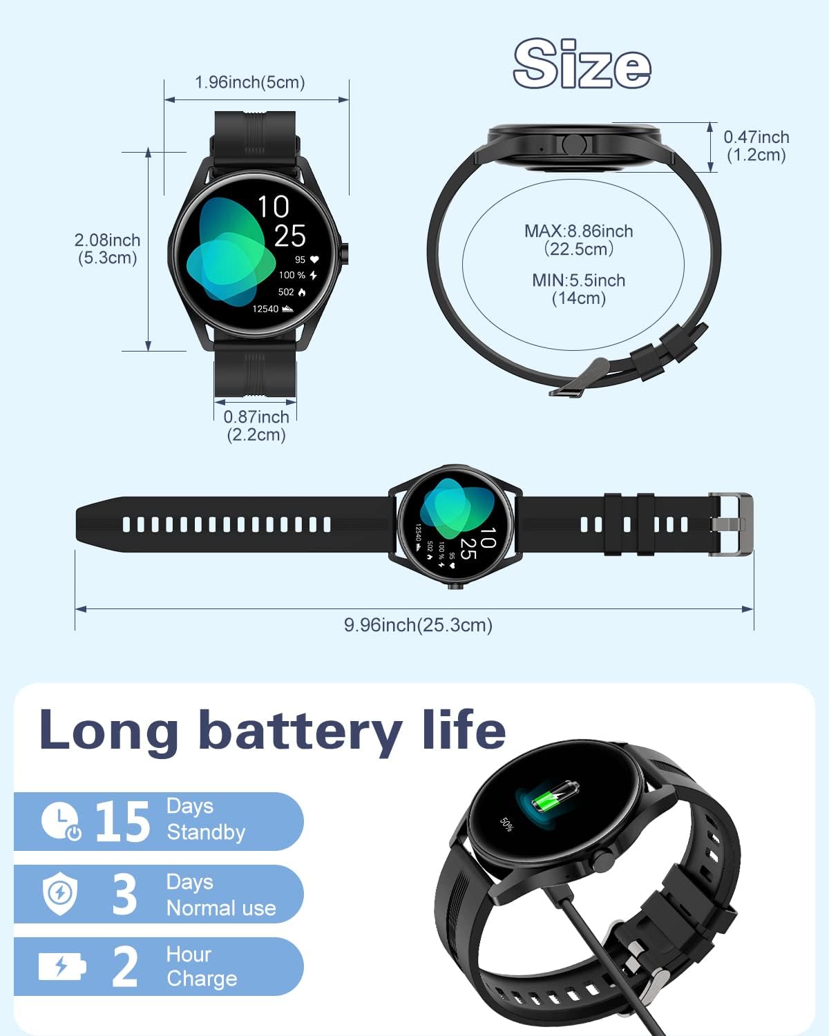 Thumbnail 6 de HUAKUA Smartwatch Uomo H2: chiamate Bluetooth, WhatsApp e sensori cardio da polso