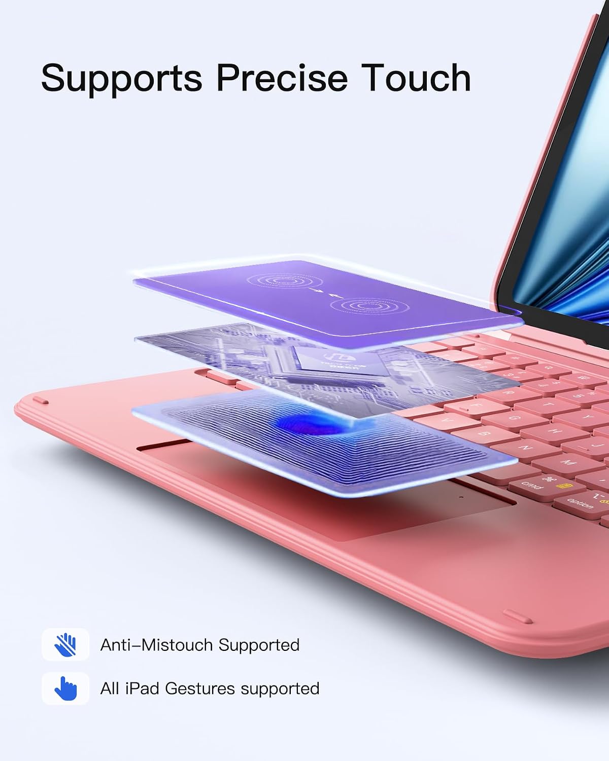 Thumbnail 6 de Inateck Ultralight Keyboard Case with Touchpad for iPad (UK Layout) – Detachable magnetic case for 11-inch iPads, Red