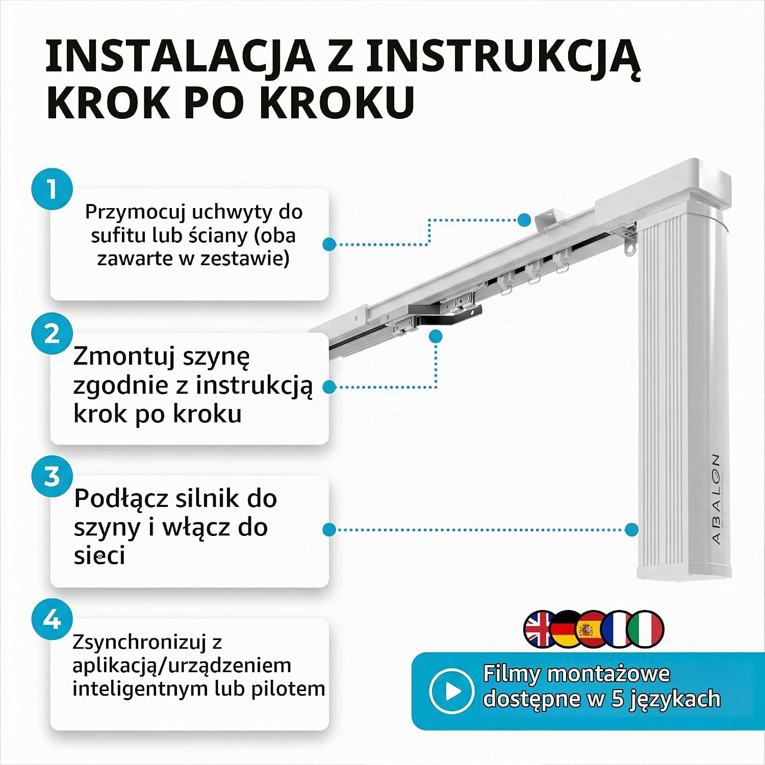 Detalle de ABALON karnisz z napędem Wi-Fi 3 m