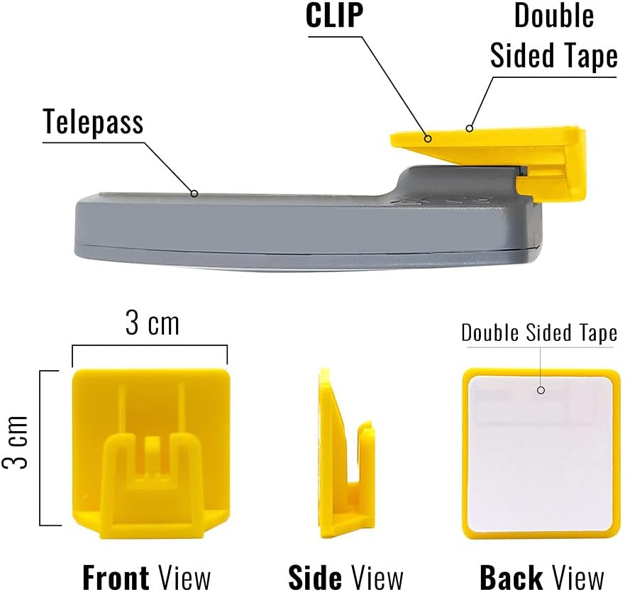 Thumbnail 2 de Clip di ricambio 1689B per Telepedaggio di Quattroerre.it – fissaggio removibile, 3 x 3 cm, giallo