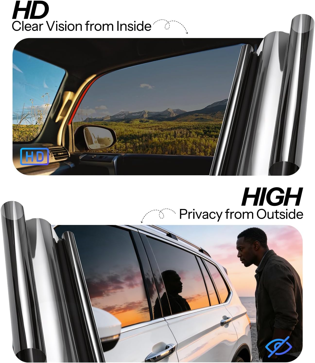 Detalle de IAQWE 35% VLT Ceramic Car Window Tint Film (20" x 20ft) — High Heat & UV Block Privacy Tint, Black