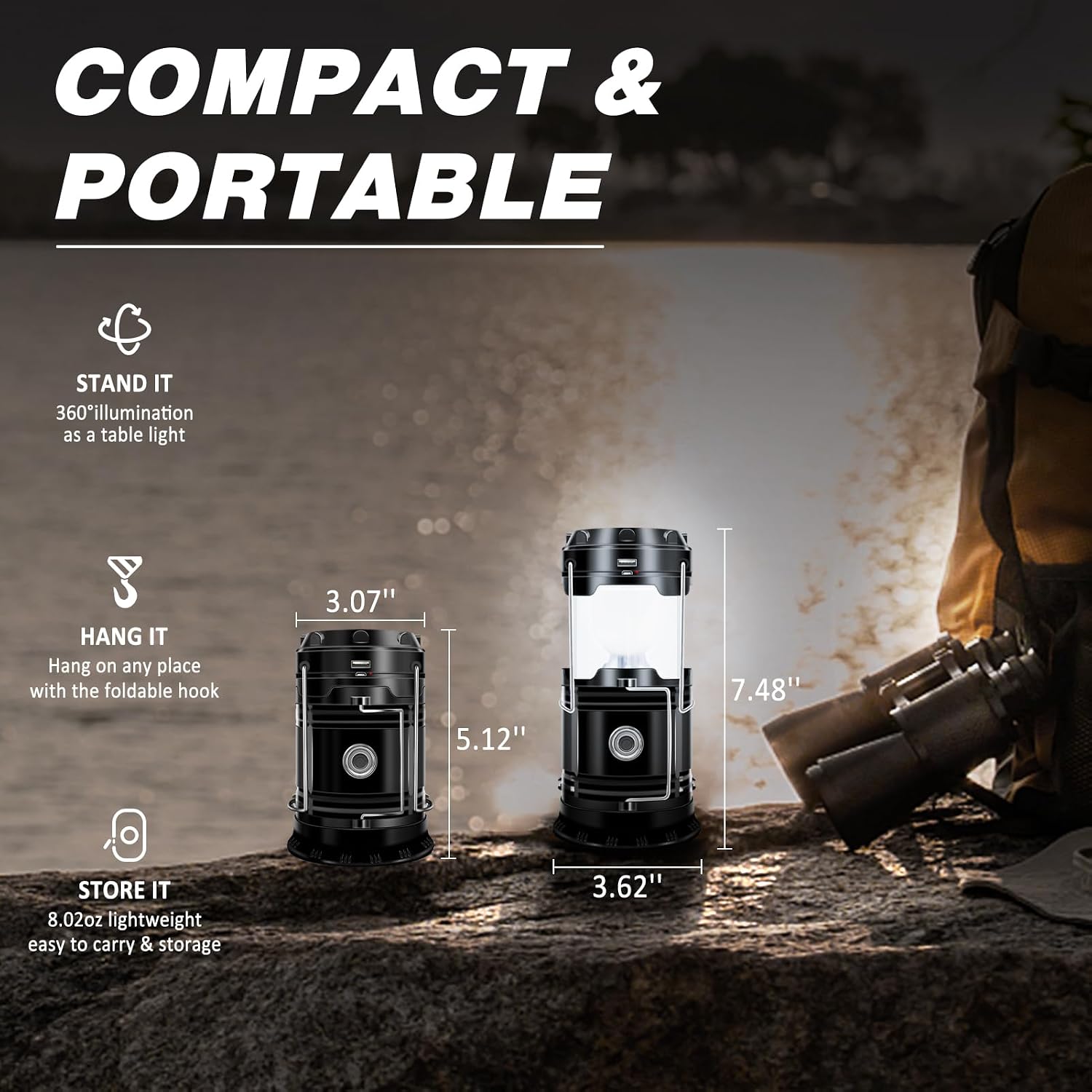Thumbnail 5 de DIBMS PEC00592x4-DI 4-Pack Solar Camping Lanterns, 300-Lumen LED