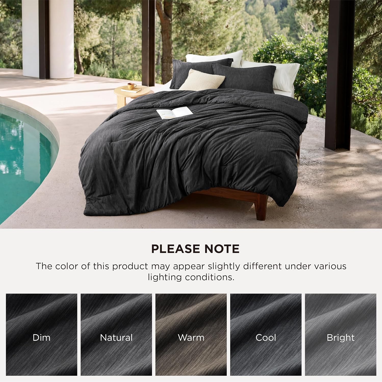 Thumbnail 5 de Bedsure Queen Comforter Set, Charcoal Melange Brushed Microfiber, 3-Piece