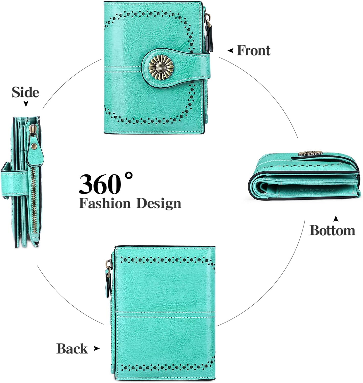 Detalle de SENDEFN Bifold Leather Wallet with RFID Blocking and 16 Card Slots