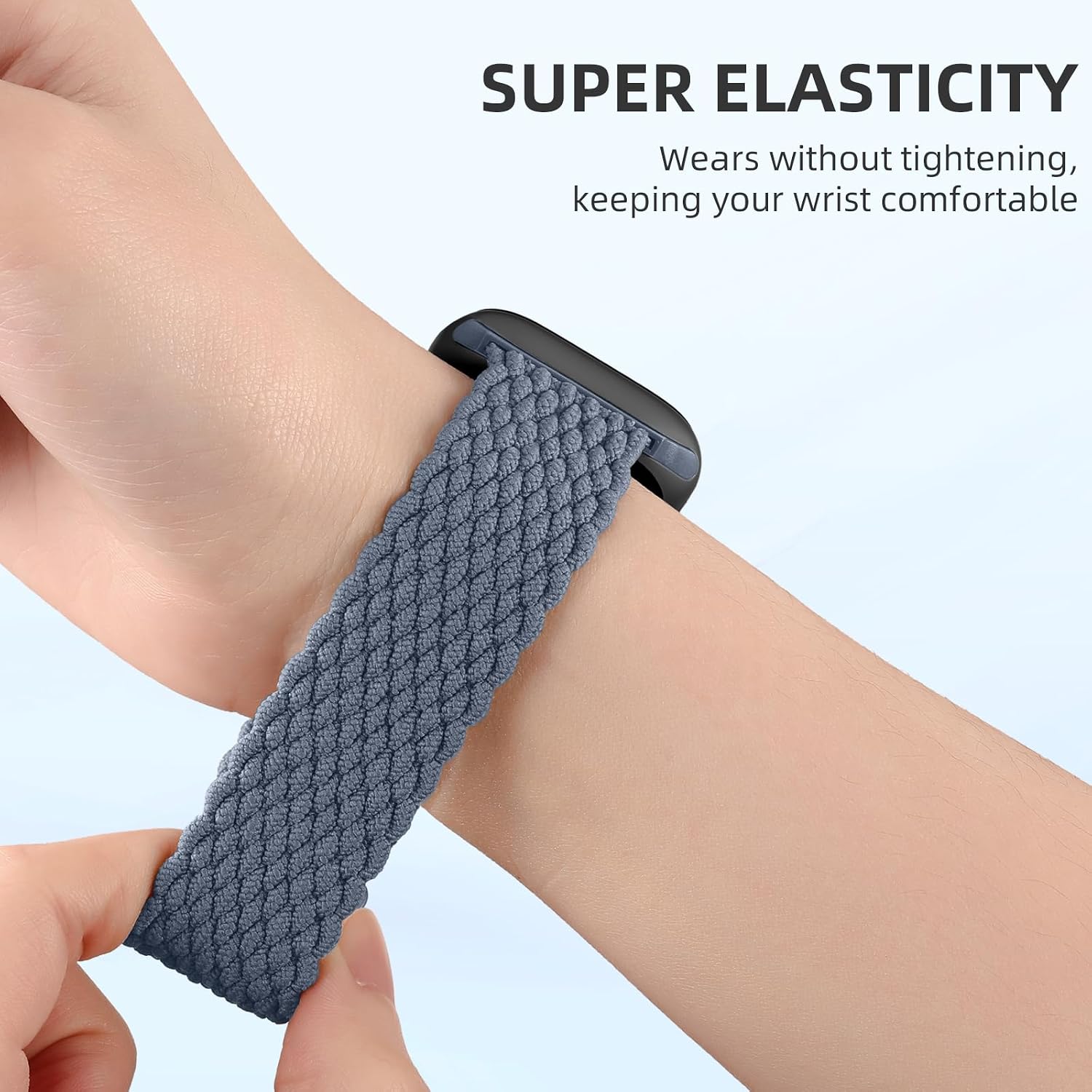 Detalle de Maledan braided nylon strap with adjustable magnetic clasp for Apple Watch 41mm–49mm