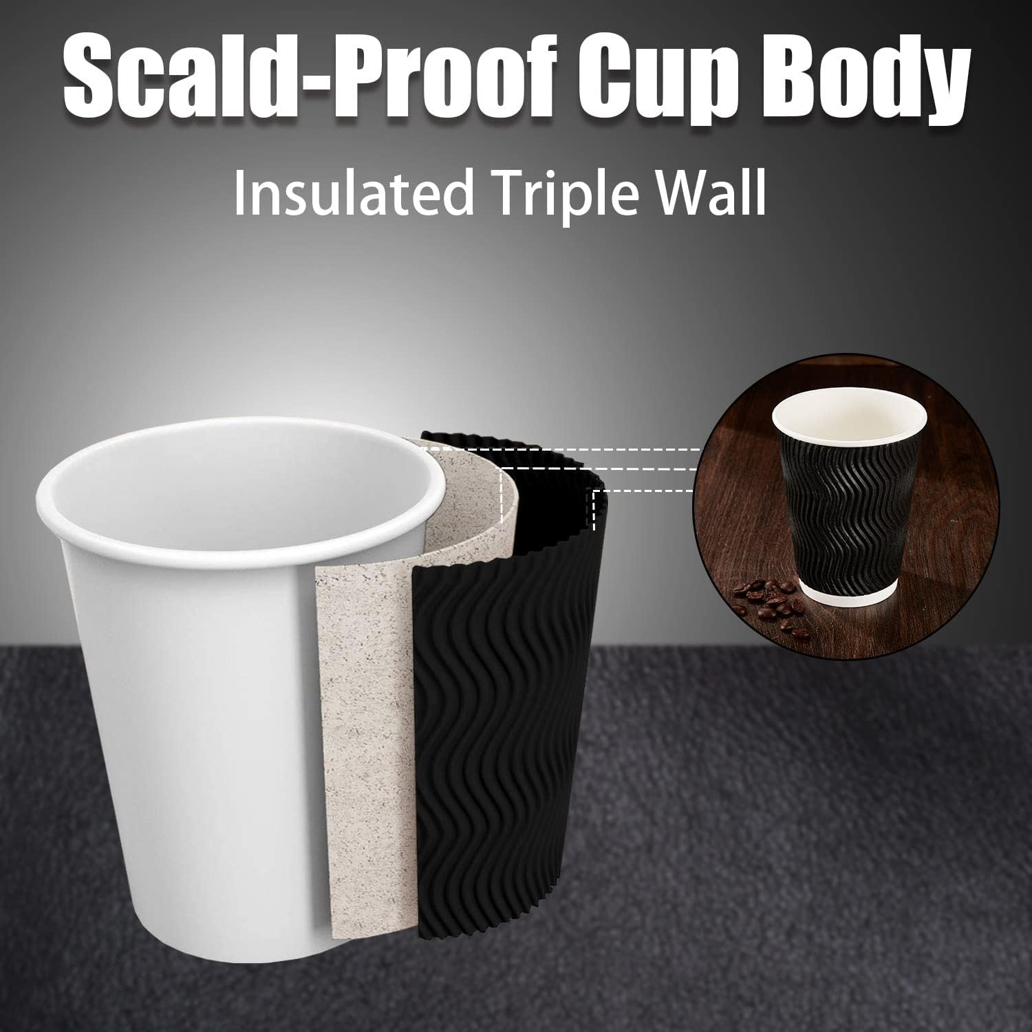 Detalle de Lamosi 12 oz Disposable Coffee Cups 120 Pack