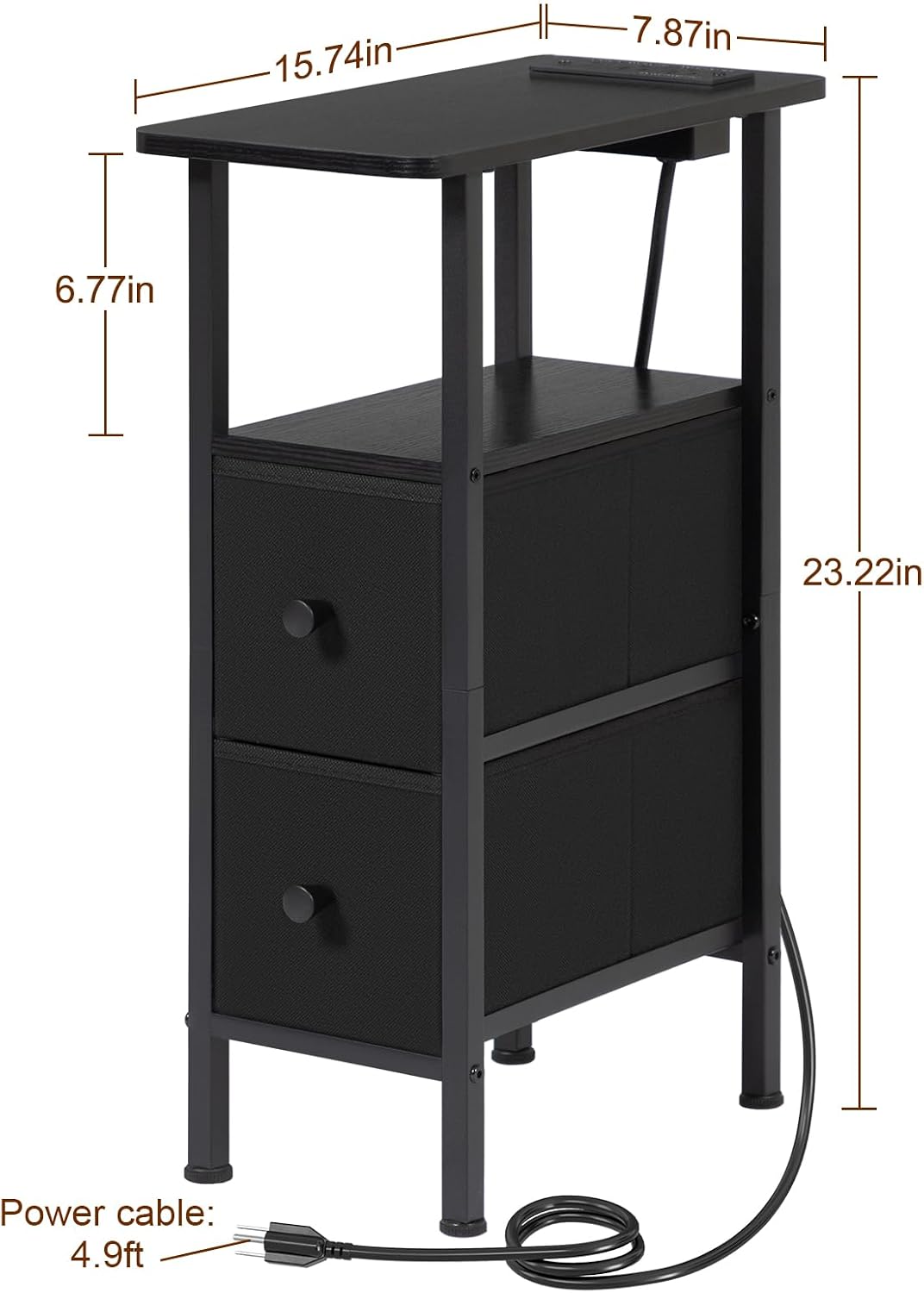 Thumbnail 2 de LOAKEKEL Narrow End Table with 2 Fabric Drawers