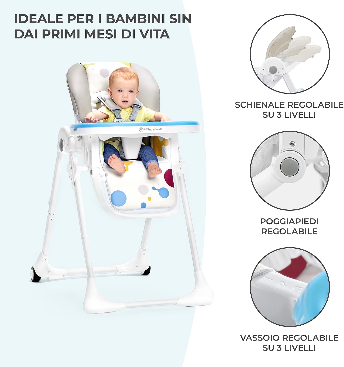 Detalle de Kinderkraft YUMMY seggiolone 6 mesi 👶