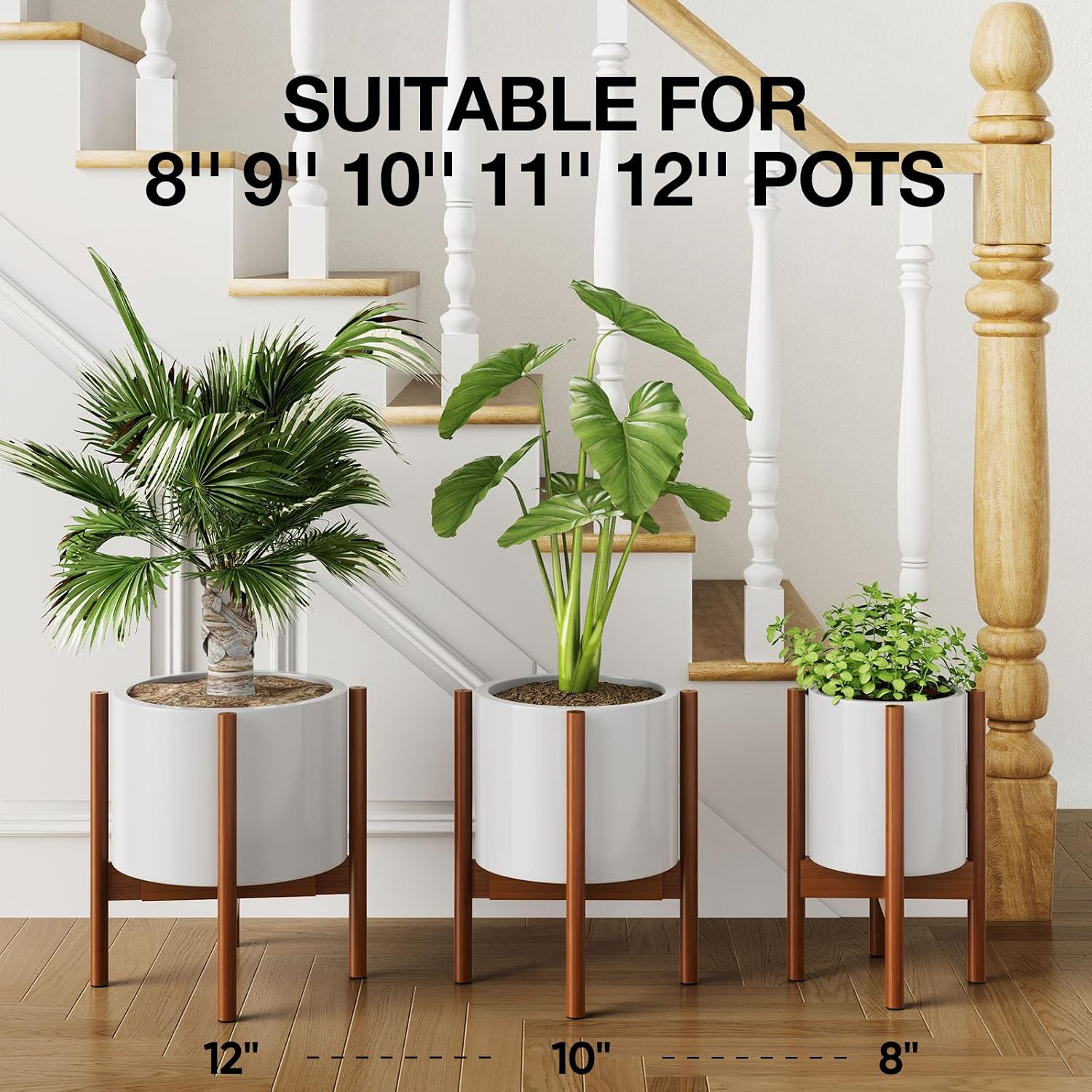 Thumbnail 2 de MUDEELA Indoor Bamboo Plant Stand, Adjustable 8–12-Inch Width, Dark Brown