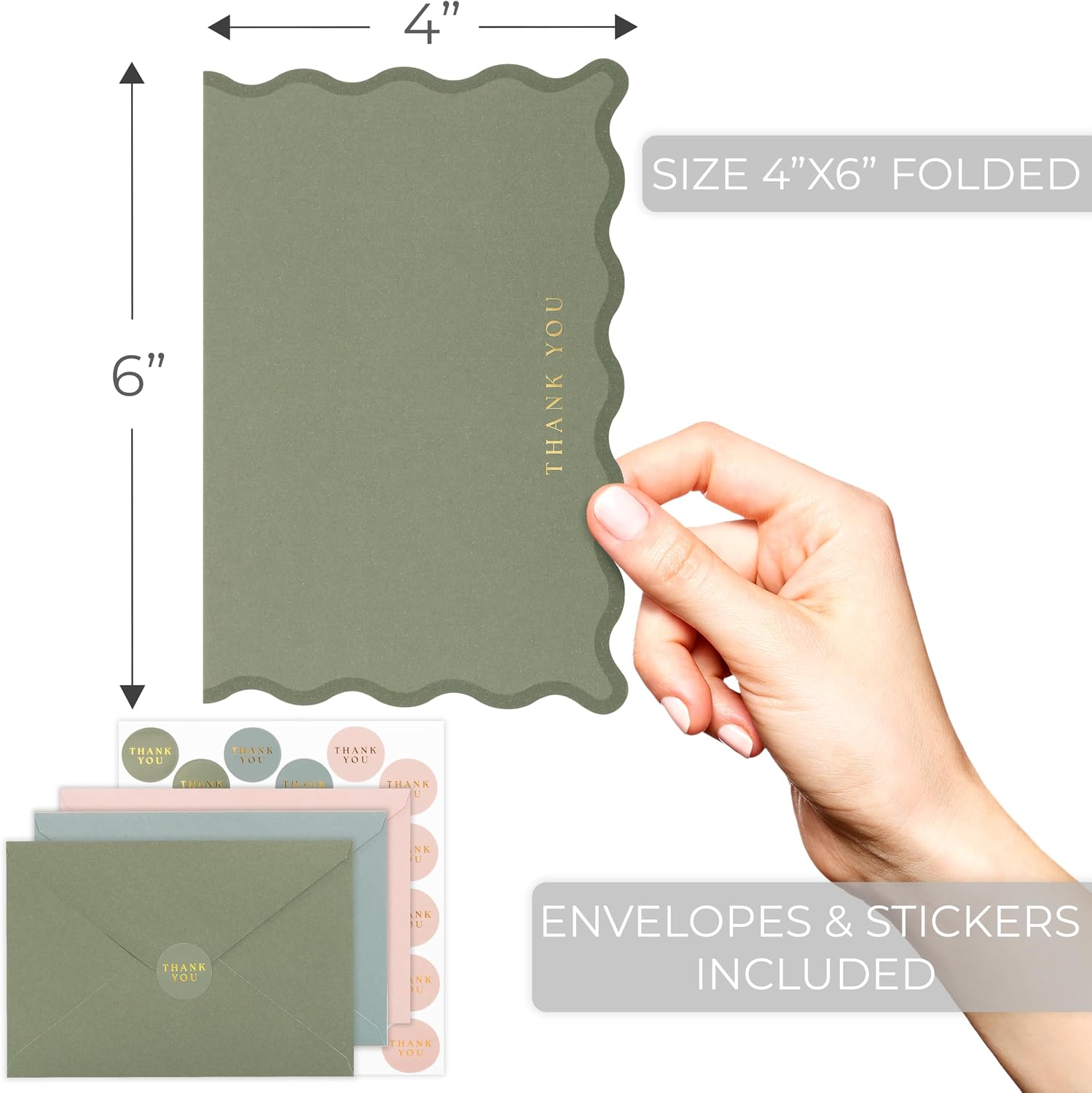 Detalle de ZICOTO Thank You Cards, 4 x 6-Inch Folded