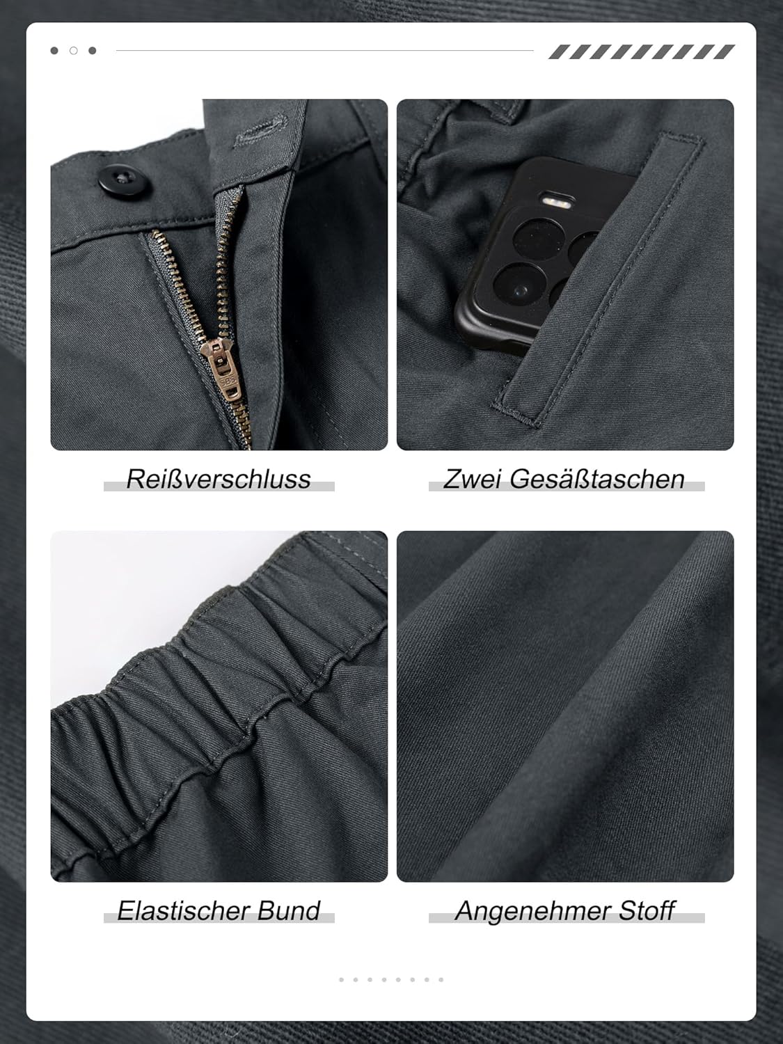 Thumbnail 4 de StylSense Kurze Hosen Herren Sommer – Leichte Bio-Baumwolle Bermuda Cargo Shorts mit Taschen
