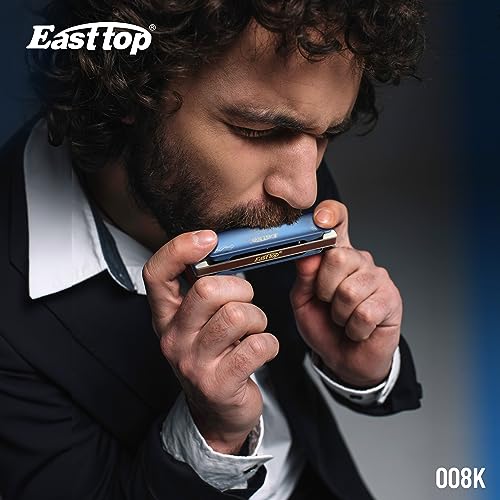 Thumbnail 6 de East top Harmonica Key of C, 10 Holes Diatonic Mouth Organ with Blue Case