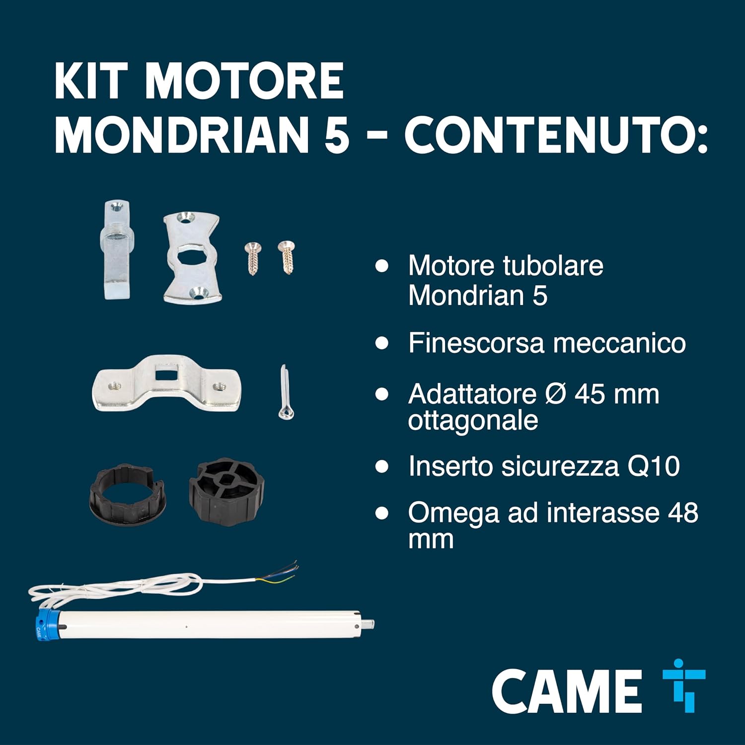 Detalle 2 de CAME Mondrian 5 Kit Tubolare 50 Nm: motore 230 V per tapparelle, tende da sole e schermi