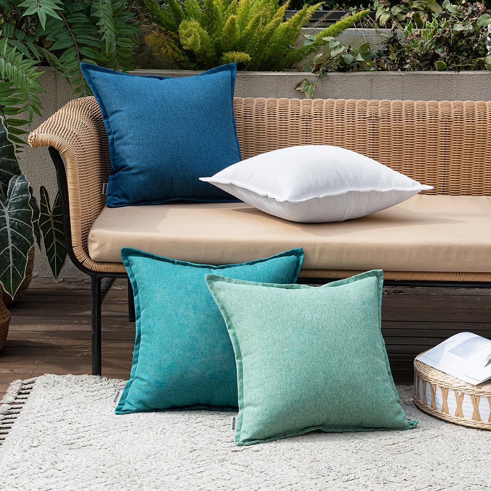 Thumbnail 4 de MIULEE Waterproof Faux Linen Outdoor Cushion Covers 45x45cm (Set of 2) – Blue Green