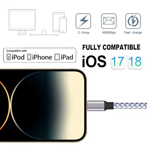 Thumbnail 4 de TAKAGI iPhone Charger: Lightning Cable 3-Pack, 6 ft, MFi Certified