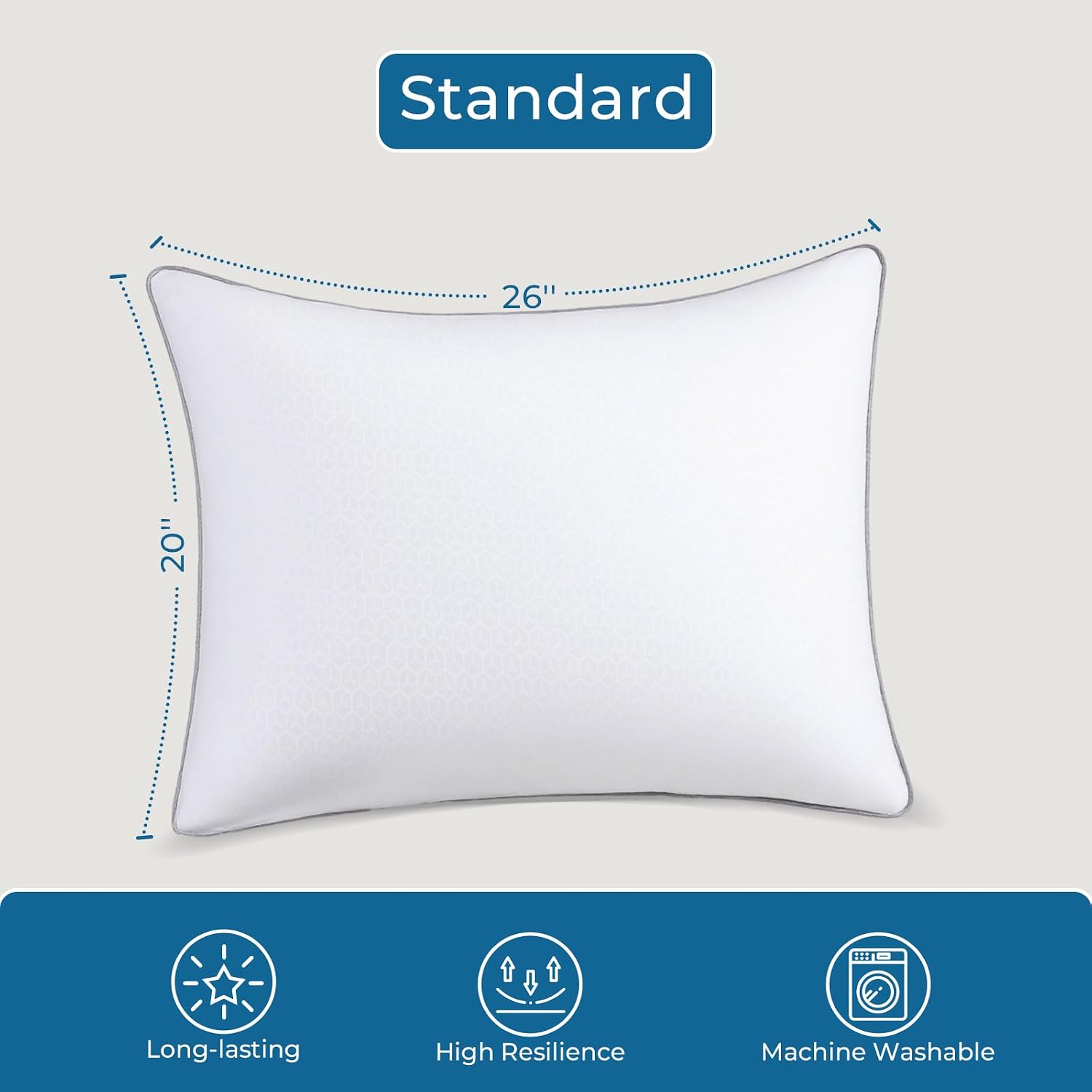 Detalle 2 de Sasttie Firm Standard Bed Pillows, Set of 6, Down-Alternative Fill