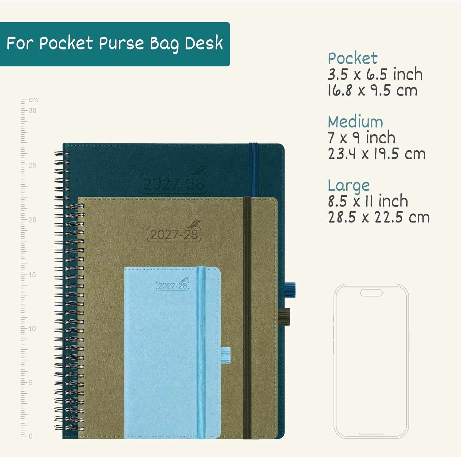 Detalle de BEZEND Pocket Monthly Planner 2027-2028, 3.5" x 6.5", 100 GSM Paper