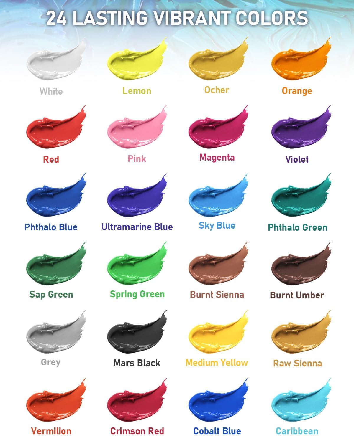 Thumbnail 1 de Nicpro 24 Colors Large Bulk Acrylic Paint Set (500 ml) – Non-Toxic, Multi-Surface