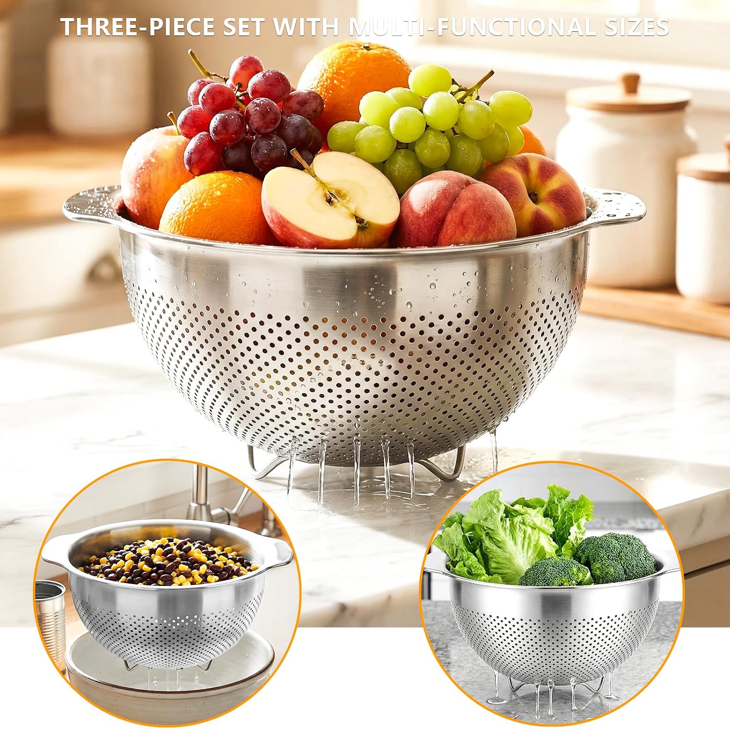 Detalle de QBGSFSYG Stainless Steel Colander, 5QT