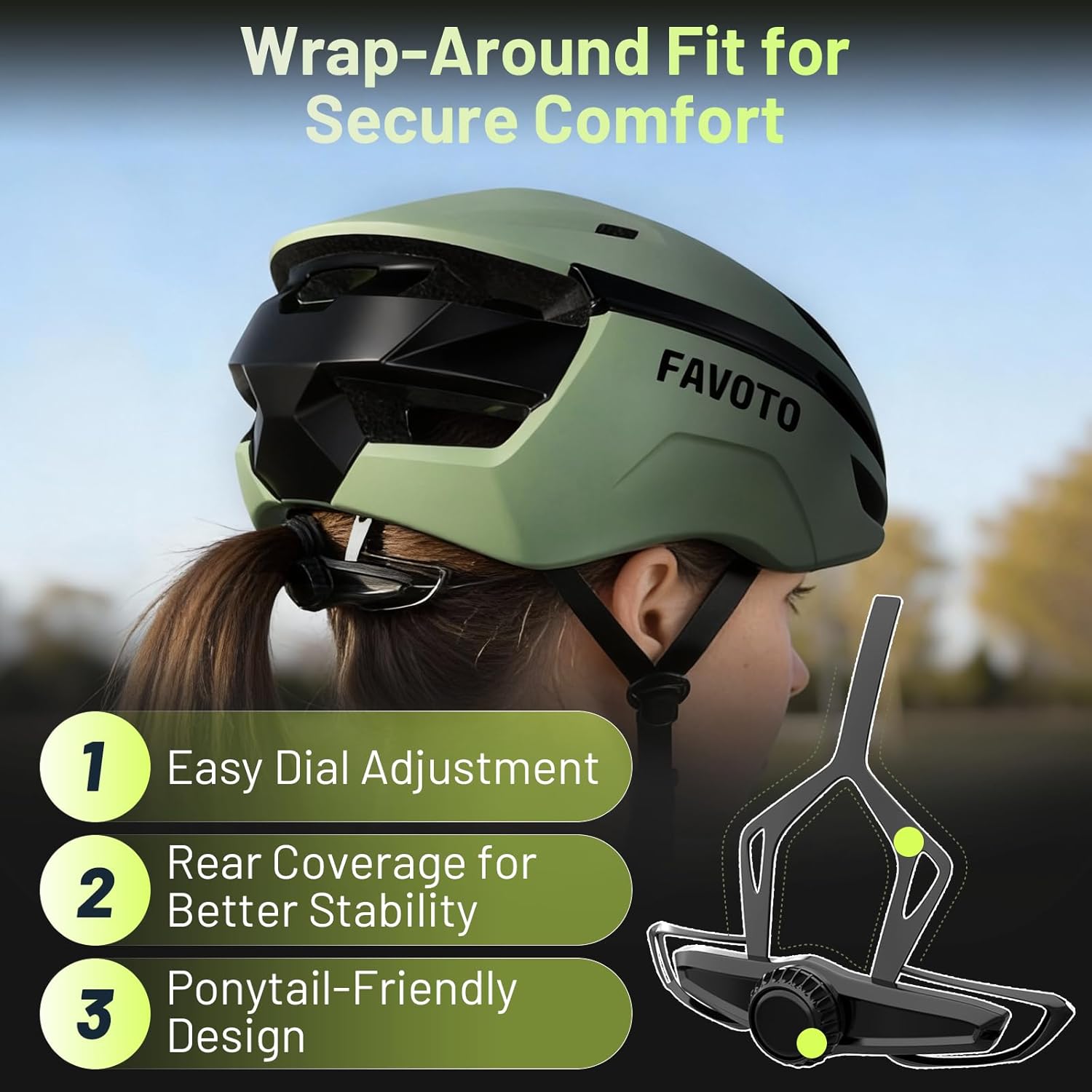 Detalle de Favoto Aero Road Bike Helmet for Adults – EN1078 Certified, 15 Vents, 280g, 59–61cm