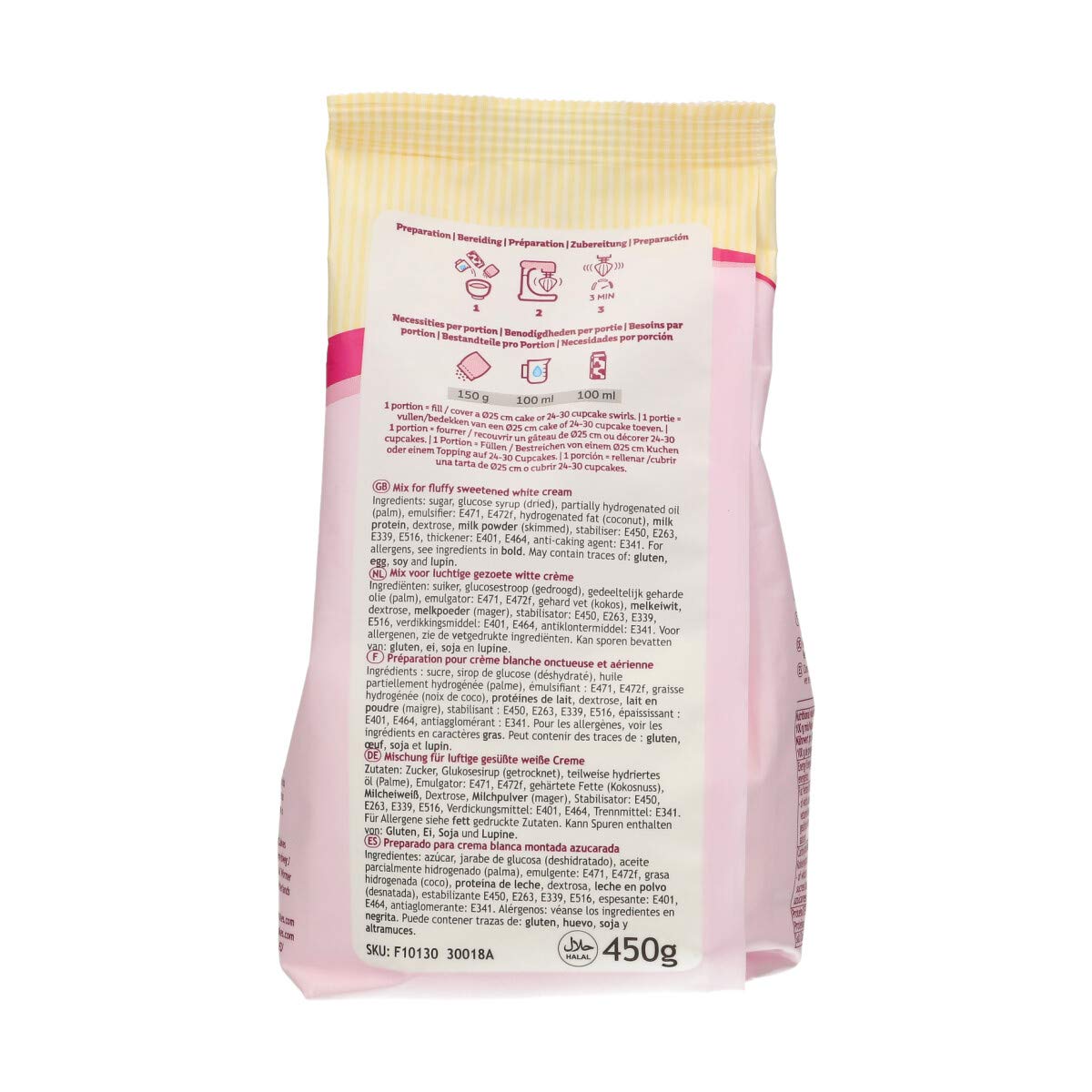 Detalle 2 de FunCakes Mix für Enchanted Cream® – Leichte, schneeweiße Creme zum Kuchen Füllen und Abdecken, Halal, 450 g